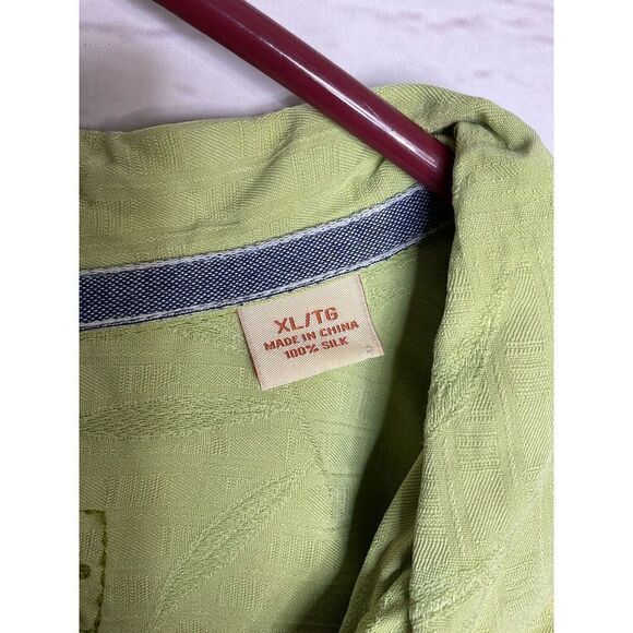Tommy Bahama XL‎ Silk Green Short Sleeve Hawaiian Shirt Orchid Floral Textured - Picture 5 of 10